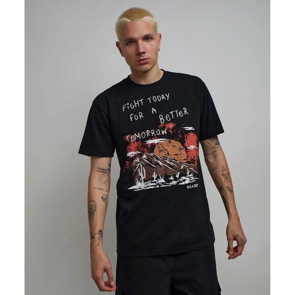 Reason T-Shirt Men’s L, XL Black Fight Today for a Better Tomorrow Embroidered - Picture 3 of 11
